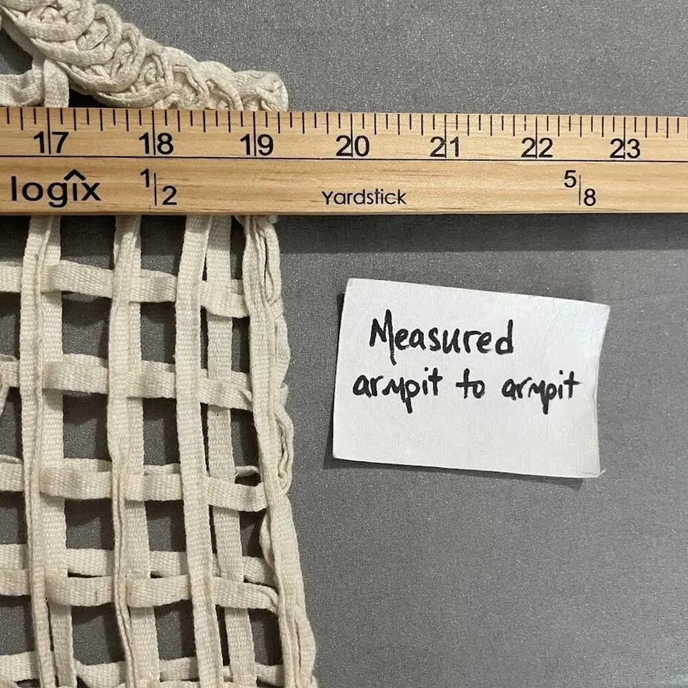 IDI by Matthew Size Medium Creamy Open Crochet Knit Vest Cardigan Beachy Boho - Picture 7 of 8